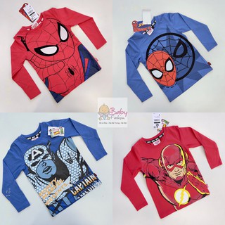 Áo dài tay cho bé trai, Áo dài tay Marvel dư xịn chất cotton size 2-12t