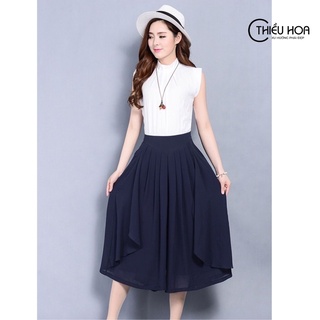 Quần Giả Váy Nữ Trung Niên Thiều Hoa Chất Chiffon 2 Lớp Mềm Nhẹ Thoáng Mát Màu Sắc Nhã Nhặn Có Size Lớn C739
