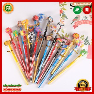 Combo 50 bút chì đầu tẩy hoạt hình dễ thương đồ dùng học tập làm quà tặng học sinh