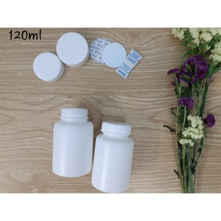 Lọ nhựa dược trắng HDPE 120ML Chọn  nắp- combo 100 lọ đã bao gồm siu tự dính và chống ẩm