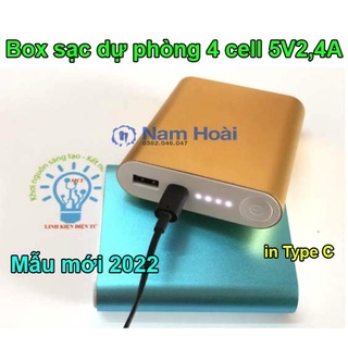 (Không có pin)Mạch sạc 4 cell pin (tối đa 2.4A ) + box 4 cell võ nhôm cao cấp Màu sắc tự chọn - Mẫu mới 2022