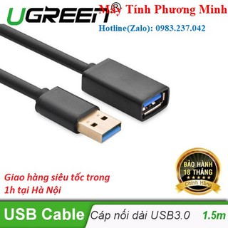 Dây Nối Dài USB 3.0 dài 1,5m Cao Cấp Ugreen 30126 - Hàng chuẩn chính hãng