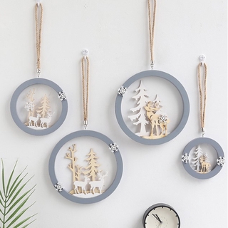 Phụ Kiện Treo Trang Trí Cây Thông Giáng Sinh / Năm Mới Bằng Gỗ Hình Tuần Lộc / Ông Già Noel