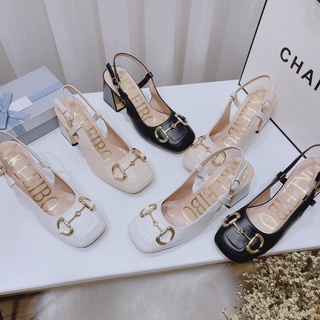 BEESHOES - GIÀY BÚP BÊ NỮ MŨI VUÔNG - GIÀY BÚP BÊ NỮ ĐẾ VUÔNG CAO 7 PHÂN SẴN MÀU ĐEN - KEM - TRẮNG 220229