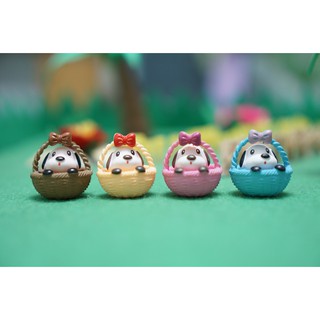 Chó con trong giỏ hoa charm slime
