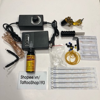 Combo biến áp mini +máy xăm moto (máy phát màu ngẫu nhiên shop còn )