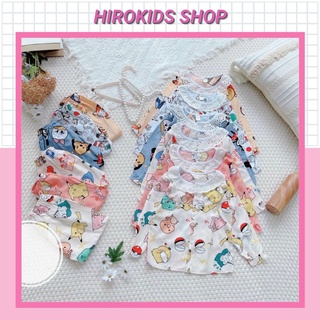 Bộ đồ ngủ dài tay tiểu thư viền ren họa tiết cho bé gái (9-22kg) - Hirokids