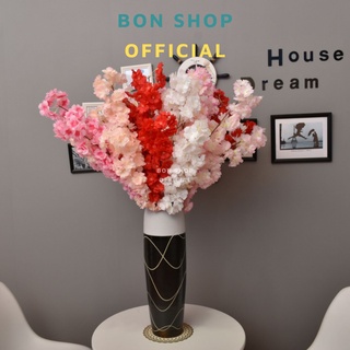 Cành Hoa Đào Lụa 3 Nhánh Decor Studio, Trang Trí Nhà Cửa, Giỏ Quà Tết - nhiều màu sắc