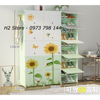 [HOT] TỦ GIÀY 30 Ô (chia ô) VÁCH CỐM CỬA HƯỚNG DƯƠNG