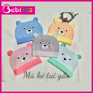 Mũ kẻ sọc hình gấu cho bé 0-6 tháng