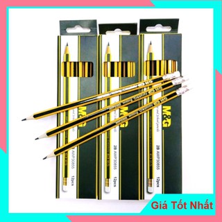 Bút Chì Gỗ 2B MG Có Đầu Tẩy AWP30855 - Ruột chì mềm, đậm màu, viết êm