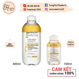 Tẩy Trang Garnier Micellar màu vàng dạng dầu 4 trong 1 - tẩy trang mắt, môi, miệng, mặt trong cùng 1 sản phẩm