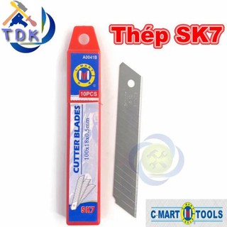 Lưỡi dao rọc giấy C-Mart A0041B 14 rãnh 10 lưỡi/hộp 100 X 18 X 0.5mm