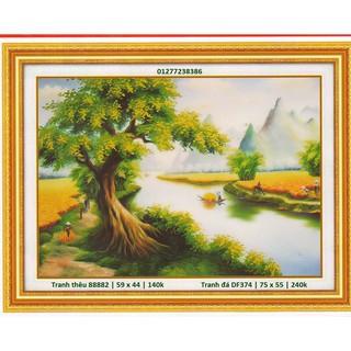 Tranh thêu chữ thập làng quê 88882 (KT: 59 x 44 cm)