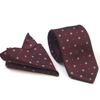 Cà vạt nam đỏ họa tiết hoa tròn The Dimple Accessories ST60