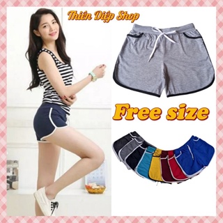 Quần đùi nữ viền sọc mặc nhà đủ màu sắc, quần short ngắn dây rút vãi thun cotton thoáng mát