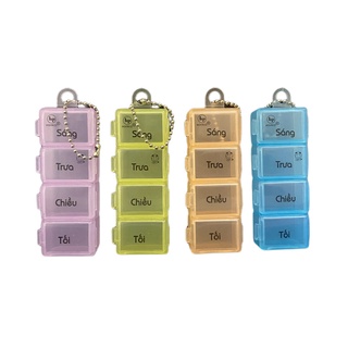 Hộp Chia Thuốc 4 Ngăn mini, Hộp đựng thuốc ghi rõ (Sáng,Trưa,Chiều,Tối) nhiều màu