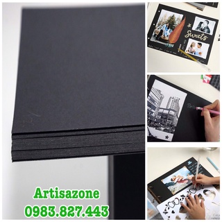 Giấy Scrapbook màu đen định lượng 300gsm (kích thước: 18cm x 26cm or 24cm x 25cm) - Set 10 tờ