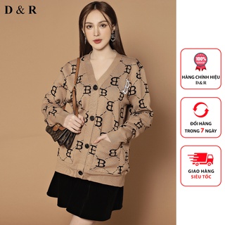 Áo khoác Cardigan len dệt kim họa tiết thêu BBR Quảng Châu cao cấp, Cadigan dày dặn thương hiệu thời trang D&amp;R L004