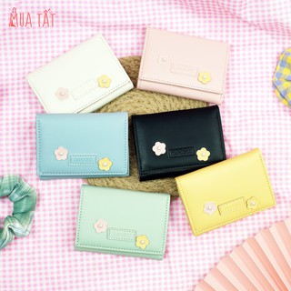 Ví ngắn dáng gập Mua Tất đính 2 bông hoa (muatatshop)