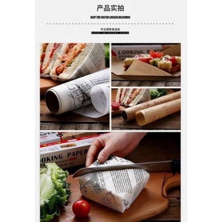 Giấy nến thấm dầu họa tiết in báo Vintage an toàn vệ sinh 8m x 30cm -Gia Dụng Mai Chi