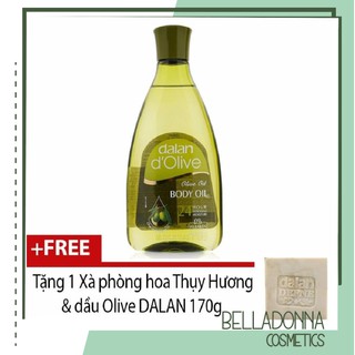 Tinh dầu massage dưỡng ẩm toàn thân từ ô liu Dalan oil Body 250ml +Tặng 1 Xà phòng hoa Thụy Hương &amp; dầu Olive DALAN 150g