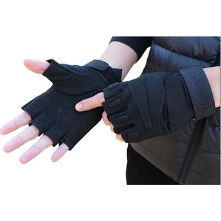 (chuyên sỉ) Găng tay xe máy cụt ngón Black Hawl - găng tay đi phượt - tập gym