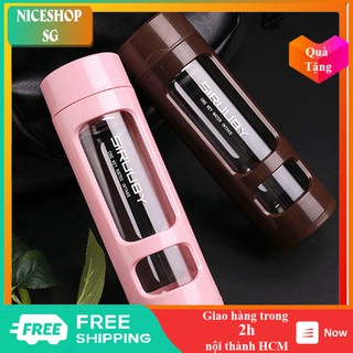 Bình đựng nước thủy tinh 2 lớp chống vỡ 400ml siêu bền nhiều màu sắc - GD0968