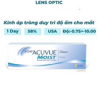 Kính áp tròng Acuvue Moist loại dùng 1 ngày, lens mắt trong suốt có độ cận-Lens Optic
