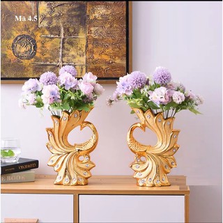 Lọ hoa công vàng sang trọng, lọ hoa trang trí đẹp: 4.5