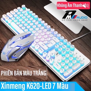Bàn phím gaming và chuột máy tính K620 nút tròn có dây.3 màu Đen,Hồng,Trắng tích hợp LED xuyên chữ -BMVAUDIO