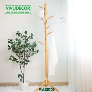 Cây Treo Quần Áo 100% Gỗ Tự Nhiên Vivudecor, Cây Treo Đồ ST 8 Nhánh Lắp Ráp Xuất Khẩu Hàn Quốc.