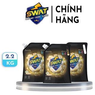 Combo 3 túi Nước Giặt Xả 5 in 1 SWAT hương Luxury túi 2.2kg tiện dụng, giúp diệt khuẩn lưu hương lâu - CLEANHOUSE