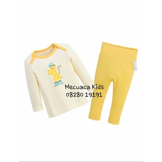 [80] Bộ dài tay thu đông cotton vai chồm quần cạp cao hình báo cho bé trai bé gái xuất Hàn dư xịn Moimoln