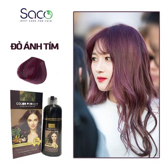 Dầu gội nhuộm tóc SACO Đỏ Ánh Tím từ thảo dược thiên nhiên không gây khô xơ tóc