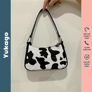 Túi kẹp nách bò sữa trắng đen bóng da PU tổng hợp cao cấp YUKAGO 3023141418
