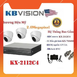 [Mã ELHAMS5 giảm 6% đơn 300K] Camera {Giá sốc} TRỌN BỘ 3 CAMERA KBVISION KX-2112C4 ... ! .