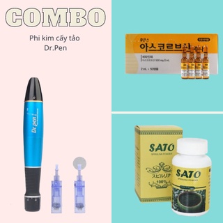 Máy Pen Combo Máy Phi Kim Dr Pen + Bột Tảo Sato Loại Tốt + Đầu Kim Nano Trọn Bộ Cấy Tảo Tại Nhà