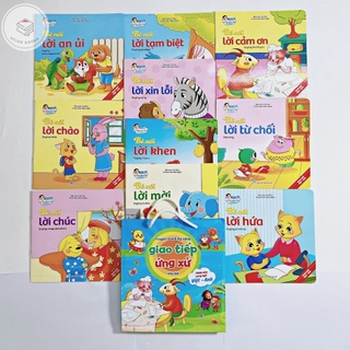 Sách Bộ Kỹ Năng Giao Tiếp Cho Bé Song Ngữ File Nghe có túi 10 quyển