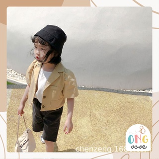 Áo khoác suit cho bé unisex vàng chanh cực cá tính Ongvove- Thô hàn khoác ngoài mix quần hay váy đều oki ạ 2512