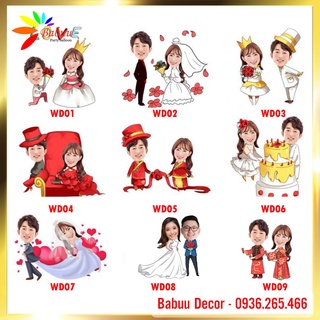 Chibi cô dâu chú rể trang trí phòng cưới siêu dễ thương