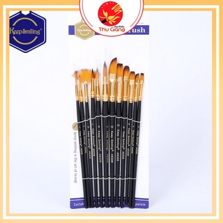 [SALE] Bộ 12 Cọ vẽ màu nước tranh sơn dầu tranh số hóa màu acrylic 3D hóa trang chuyên nghiệp