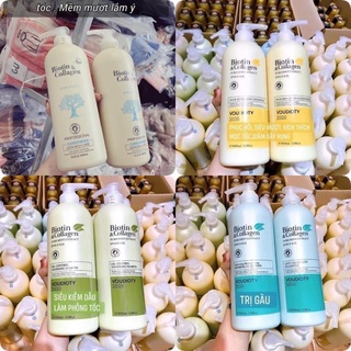 [Chính Hãng] Biotin Collagen -  Cặp Dầu Gội + Xả Chống Rụng Kích Thích Mọc Tóc Siêu Mềm Mượt Biotin &amp; Collagen 1000ml