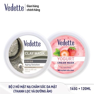 Bộ Đôi Mặt Nạ Thanh Lọc Và Dưỡng Ẩm Da VEDETTE - MNĐS BÙN 145g &amp; SC DÂU 120ml - TPMX007