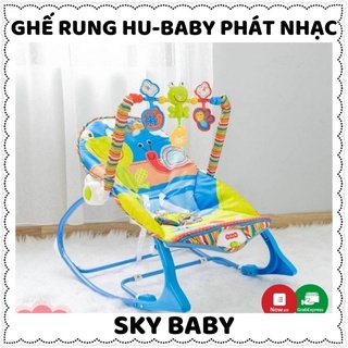 Ghế rung cho bé HuBaby chính hãng 2 chế độ nằm và ngồi bập bênh phát nhạc bé tự ngủ khung hợp kim phân phối chính hãng