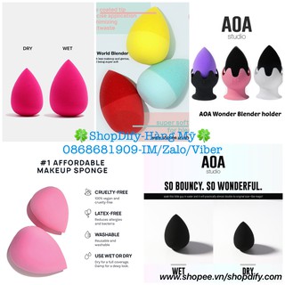 {Hàng Mỹ} Mút Tán Nền Giọt Nước, Đầu Vát, Đế Đựng Paw Paw, Sili Dip AOA Studio Wonder Blender Sponge Shopmissa / Missa