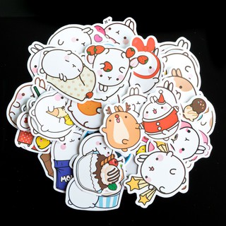 Sticker molang bộ 50 sticker chống nước lâu phai trang trí laptop, mũ bảo hiểm, đàn, guitar, ukelele, macbook,điện thoại