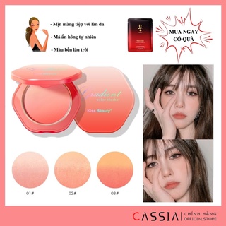 [Tặng mặt nạ]Phấn Má Hồng KISS BEAUTY Dạng Loang 1 Tone 3 Chuyển Màu Tuyệt Đẹp, Tự Nhiên Hồng Hào Lâu Trôi