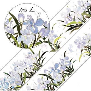 (Chiết theo chu kỳ) Băng dính washi tape hoạ tiết hoa Iris có mạ