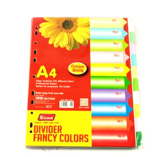 Bìa phân trang giấy PGRAND 10 Số Màu